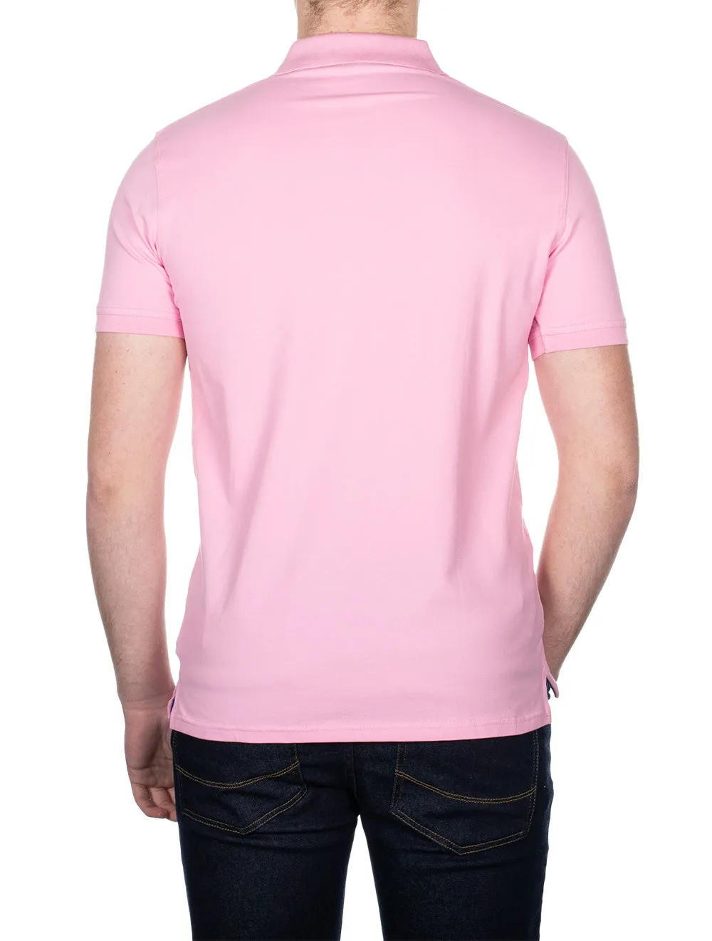 Contrast Collar Piqu�� Polo Shirt Bright Pink