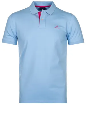Contrast Collar Piqu�� Polo Shirt Capri Blue