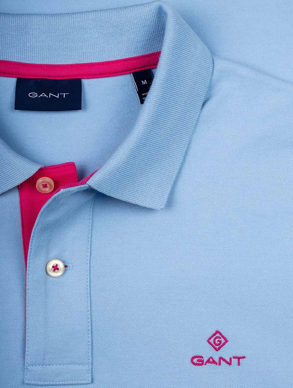 Contrast Collar Piqu�� Polo Shirt Capri Blue
