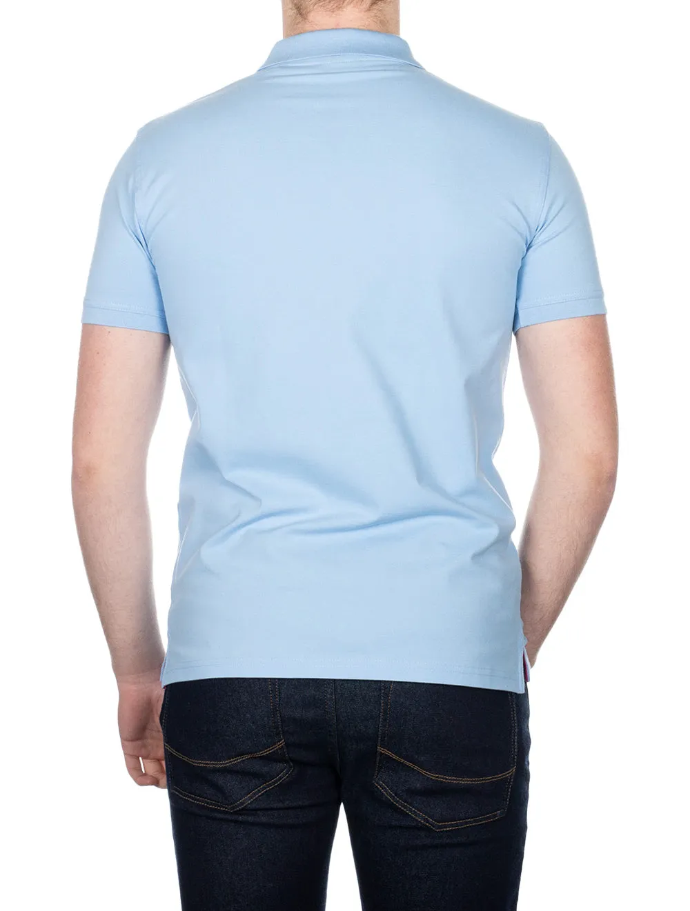Contrast Collar Piqu�� Polo Shirt Capri Blue