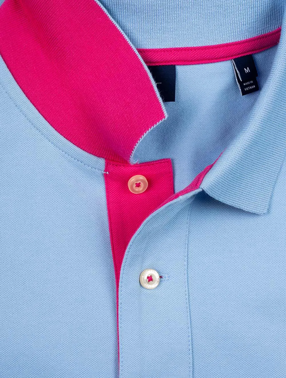 Contrast Collar Piqu�� Polo Shirt Capri Blue
