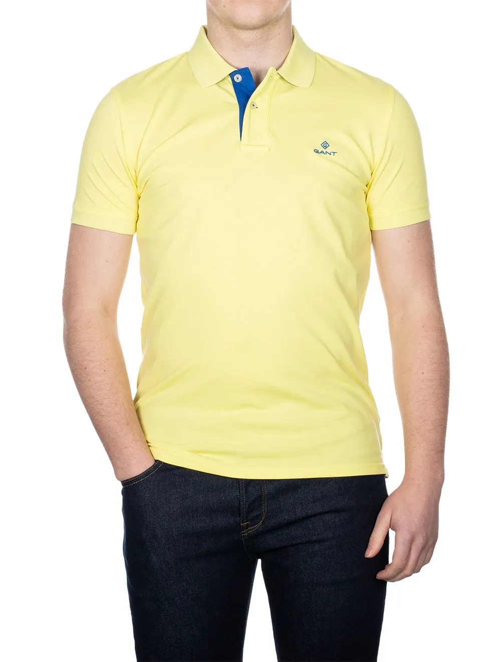 Contrast Collar Piqu�� Polo Shirt Clear Yellow
