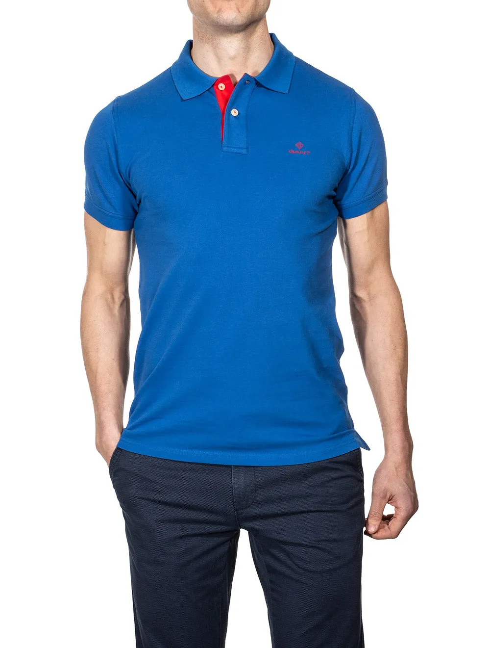 Contrast Collar Piqué Polo Shirt Lapis Blue