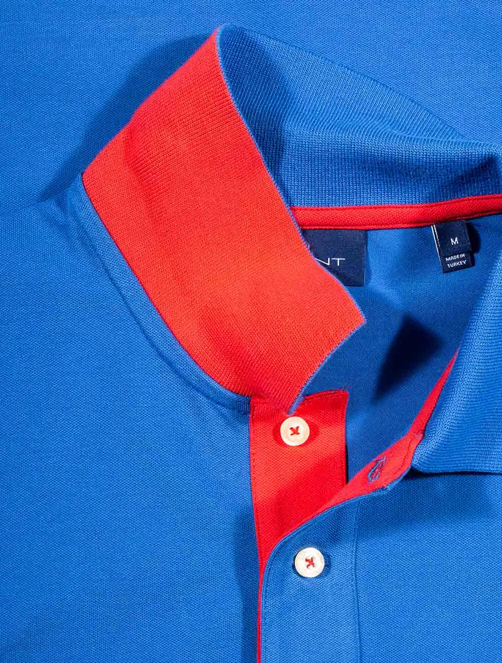 Contrast Collar Piqué Polo Shirt Lapis Blue