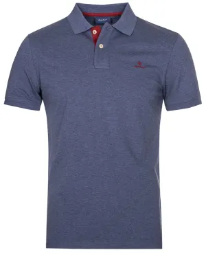 Contrast Collar Pique Short Sleeve Rugger Dark Jeansblue Melange