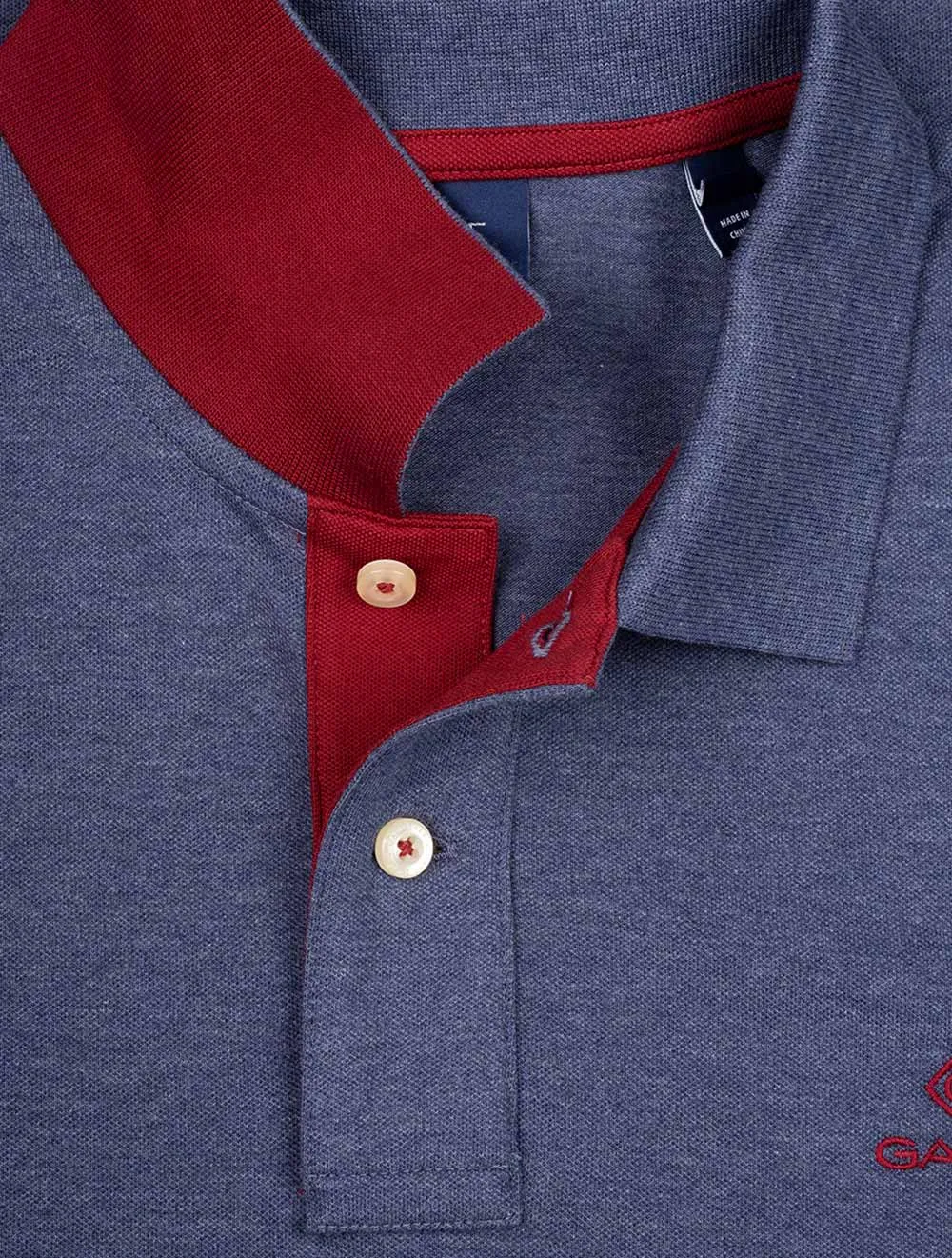Contrast Collar Pique Short Sleeve Rugger Dark Jeansblue Melange