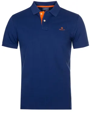 Contrast Collar Pique Short Sleeve Rugger Deep Blue