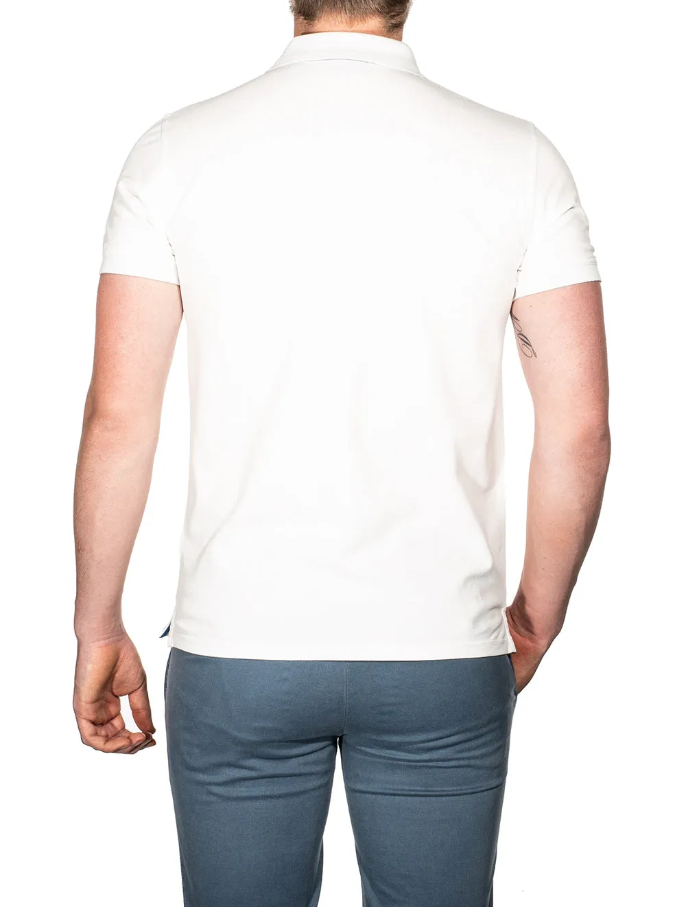 Contrast Collar Pique Short Sleeve Rugger Eggshell