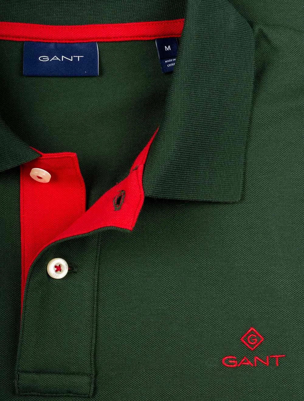 Contrast Collar Pique Short Sleeve Rugger Storm Green