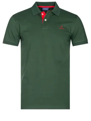 Contrast Collar Pique Short Sleeve Rugger Storm Green