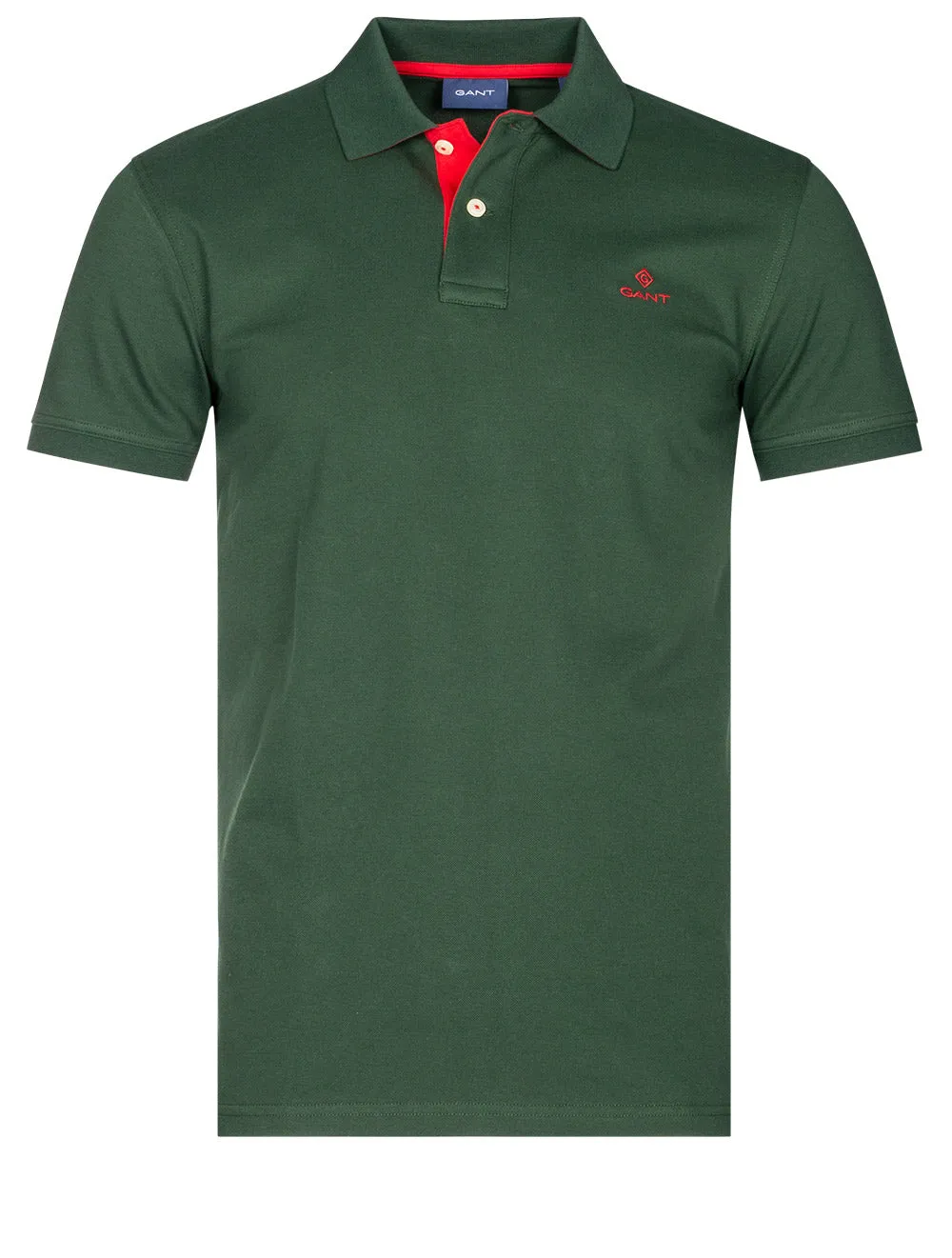 Contrast Collar Pique Short Sleeve Rugger Storm Green