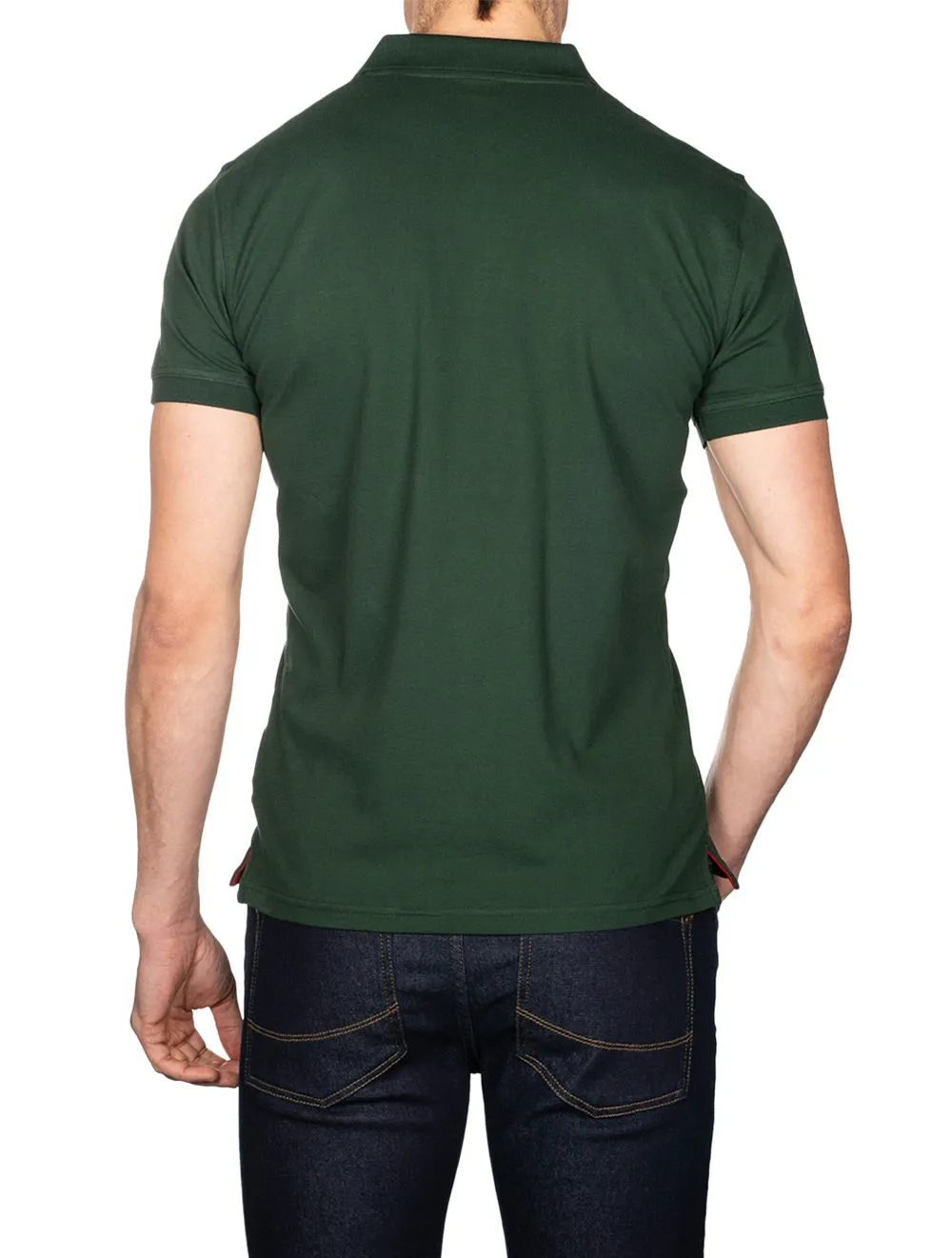 Contrast Collar Pique Short Sleeve Rugger Storm Green
