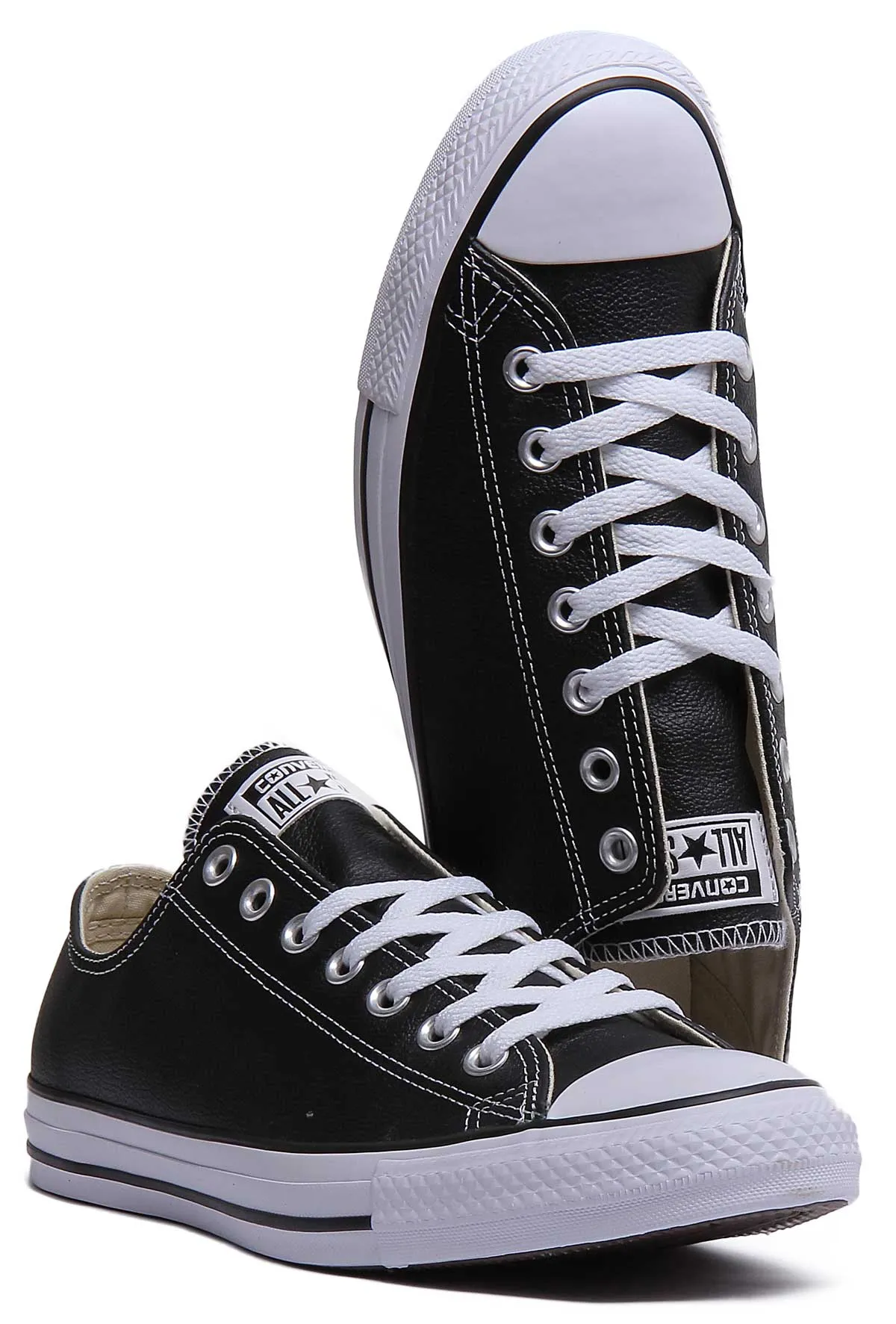 Converse 132174 CT All Star Low Leather Trainer In Black Shoes Converse