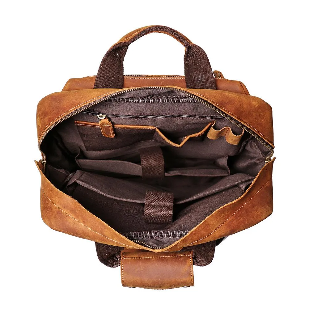 Cool Brown Mens Leather Dark Brown 15" Backpack Travel Backpack College Backpack Computer Backpack for Men