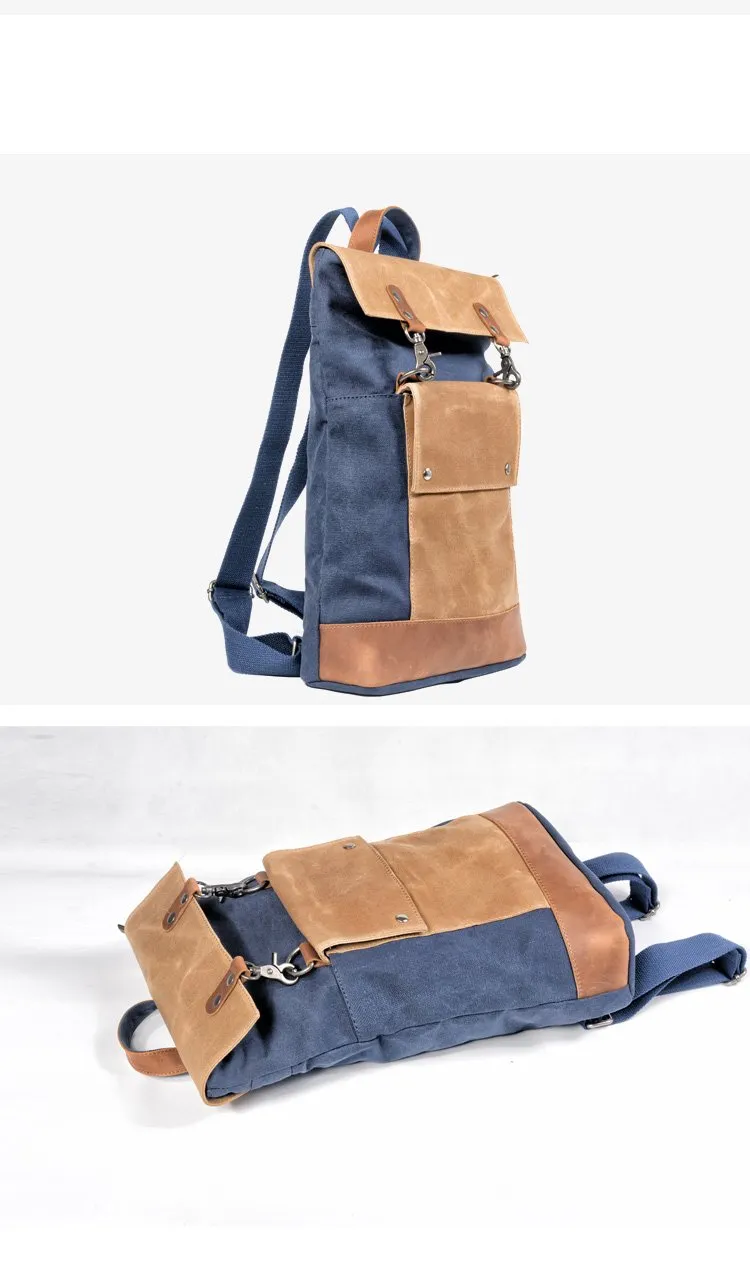Cool Canvas Leather Mens Womens British 14'' Style College Computer Backpack Travel Backpack for Men