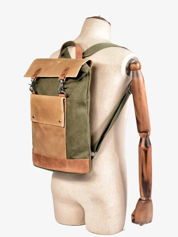 Cool Canvas Leather Mens Womens British 14'' Style College Computer Backpack Travel Backpack for Men