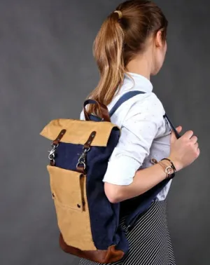 Cool Canvas Leather Mens Womens British 14'' Style College Computer Backpack Travel Backpack for Men
