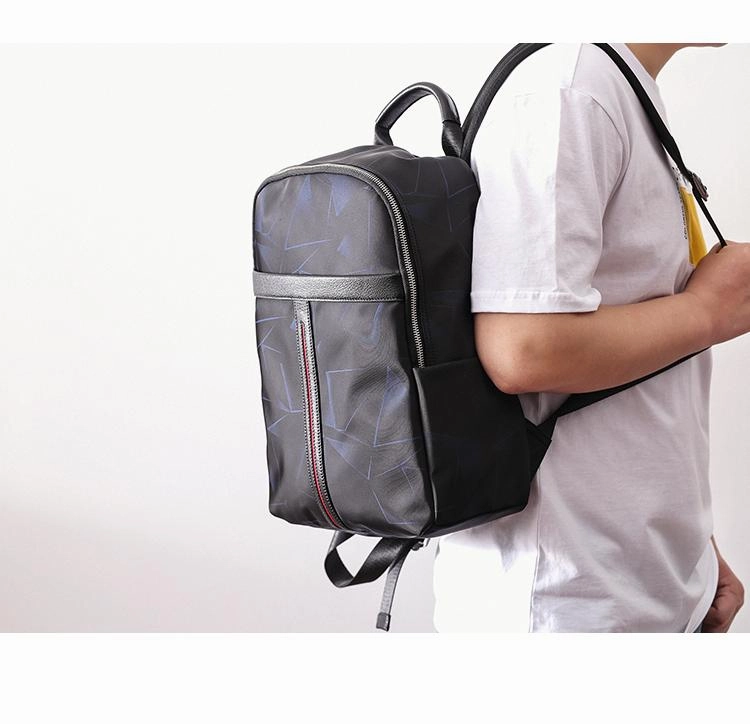 Cool Black Nylon Backpack Men's 14 inches Waterproof Backpack School Backpack For Men