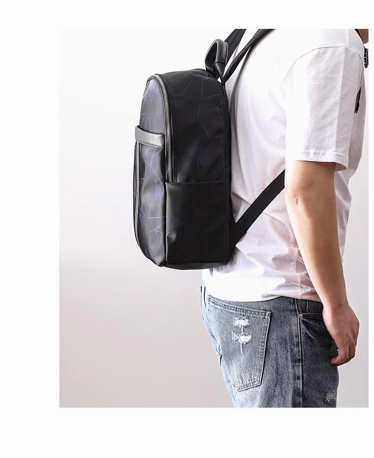 Cool Black Nylon Backpack Men's 14 inches Waterproof Backpack School Backpack For Men