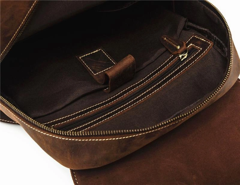 Cool Brown Mens Leather Dark Brown 14" Backpack Travel Backpack College Backpack for Men