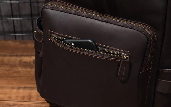 Cool Coffee Mens Leather Hiking Backpack Travel Backpack Leather Backpack for Men