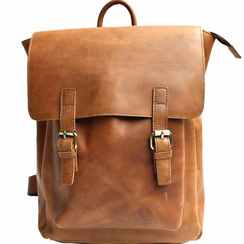 Cool Leather Mens Backpack Travel Backpack Laptop Backpack for men
