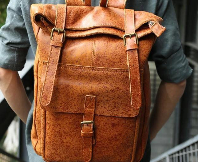 Cool Leather Mens Backpack Travel Backpacks Vintage Laptop Backpack for men