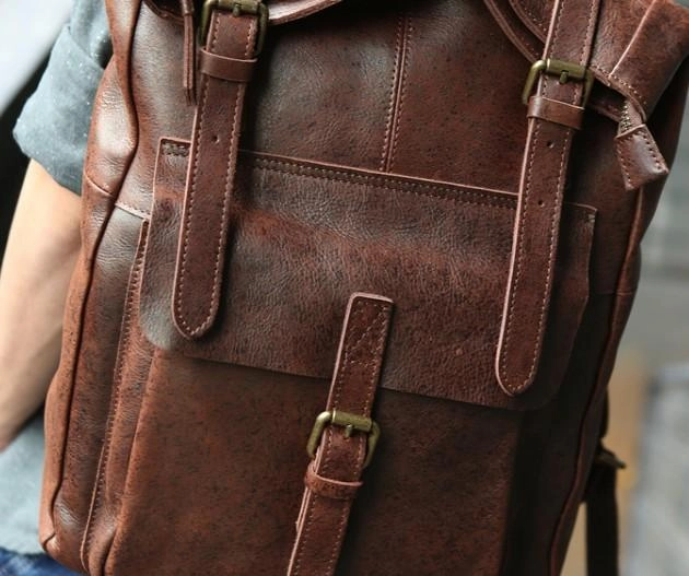 Cool Leather Mens Backpack Travel Backpacks Vintage Laptop Backpack for men