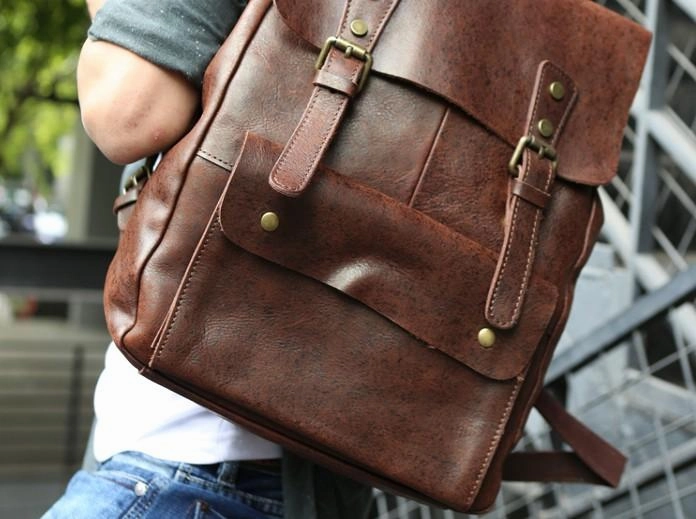 Cool Leather Mens Backpacks Travel Backpack Vintage Laptop Backpack for men