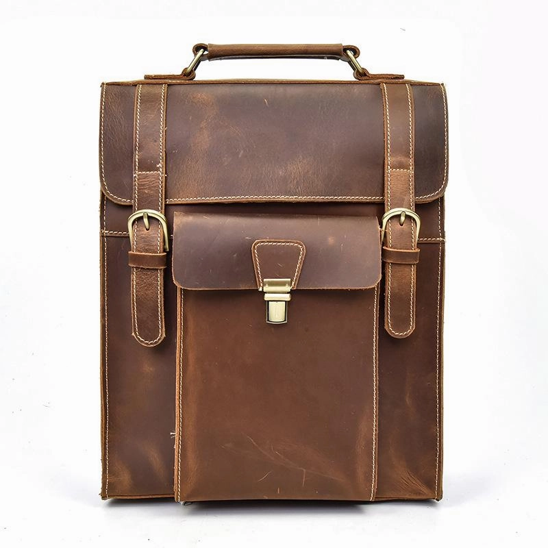 Cool Leather Mens Briefcase Handbag Backpack Satchel Backpack Travel Backpack for Men
