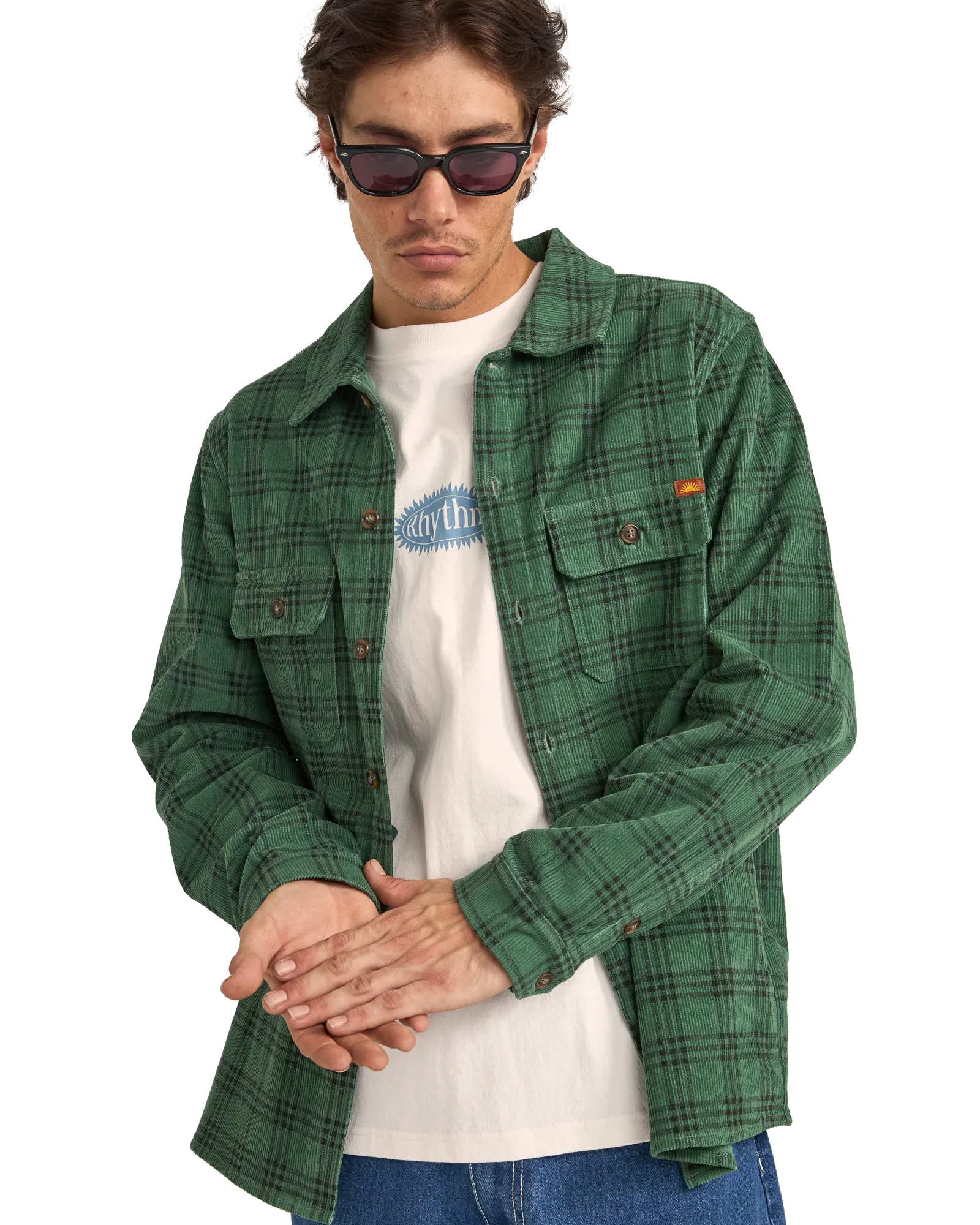 Cord Check Shirt in Green