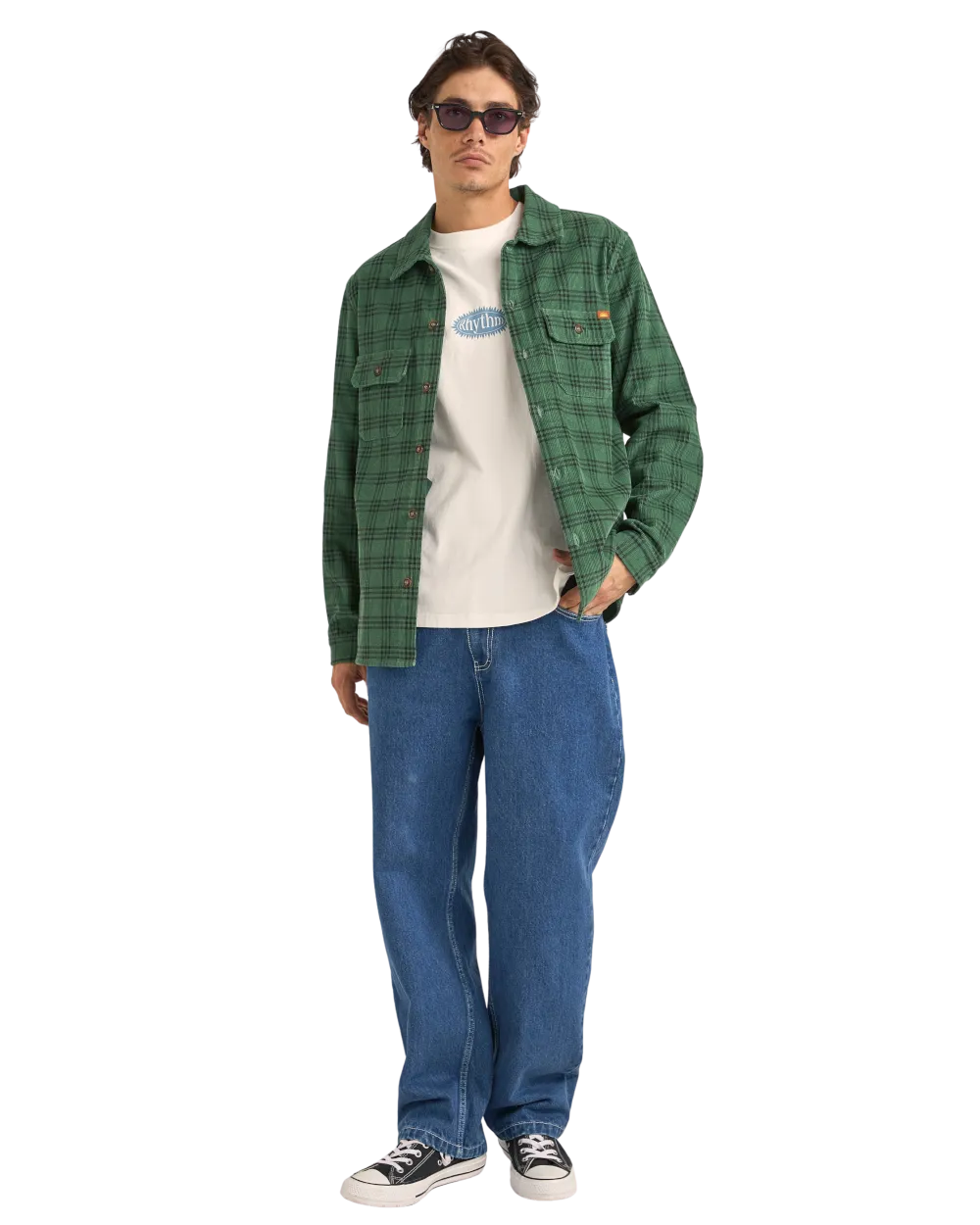 Cord Check Shirt in Green