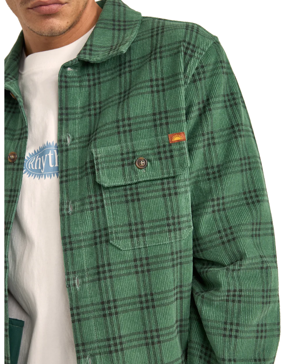 Cord Check Shirt in Green