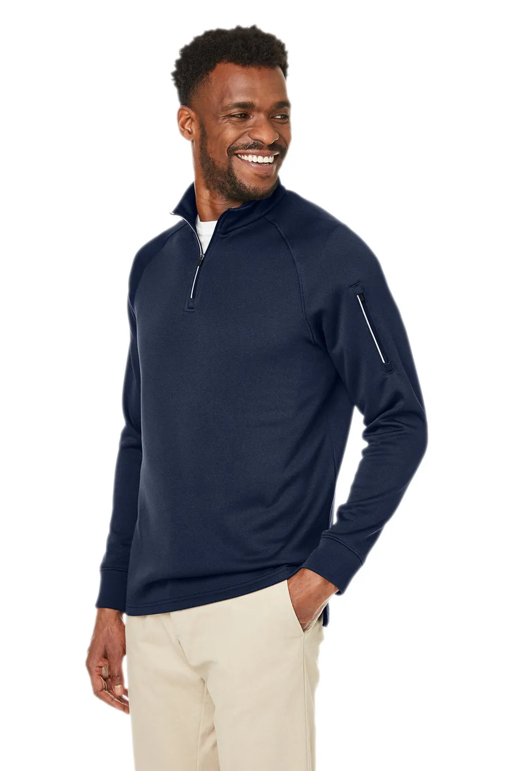 Core 365 Mens Fusion ChromaSoft Anti Static Fleece 1/4 Zip Sweatshirt w/ Pocket - Classic Navy Blue
