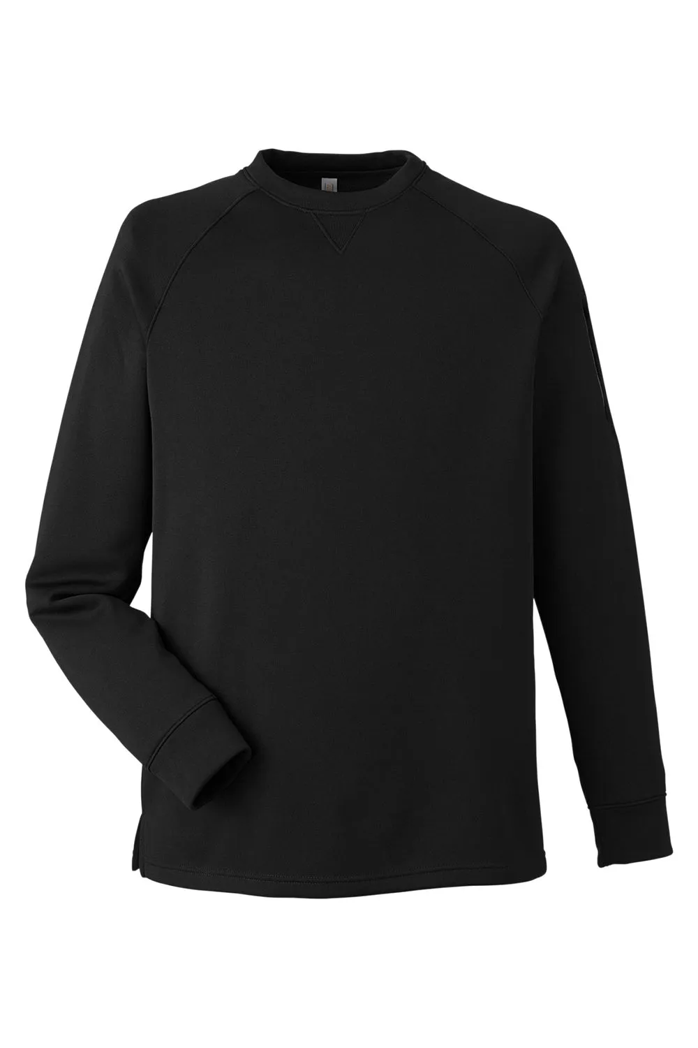 Core 365 Mens Fusion ChromaSoft Anti Static Fleece Crewneck Sweatshirt w/ Pocket - Black - Closeout