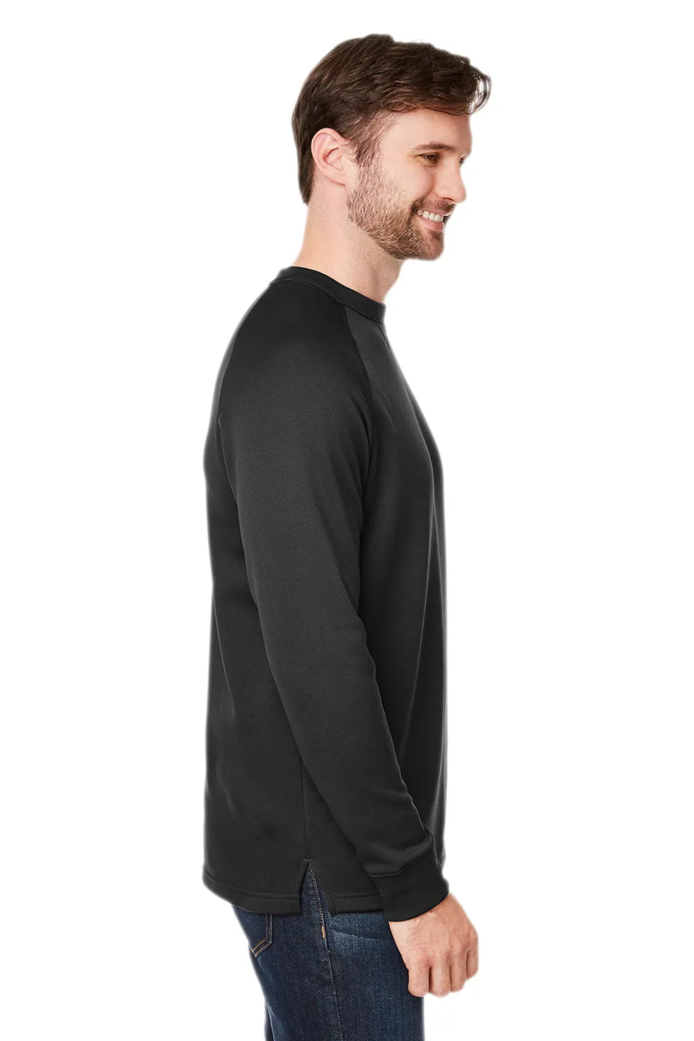 Core 365 Mens Fusion ChromaSoft Anti Static Fleece Crewneck Sweatshirt w/ Pocket - Black - Closeout