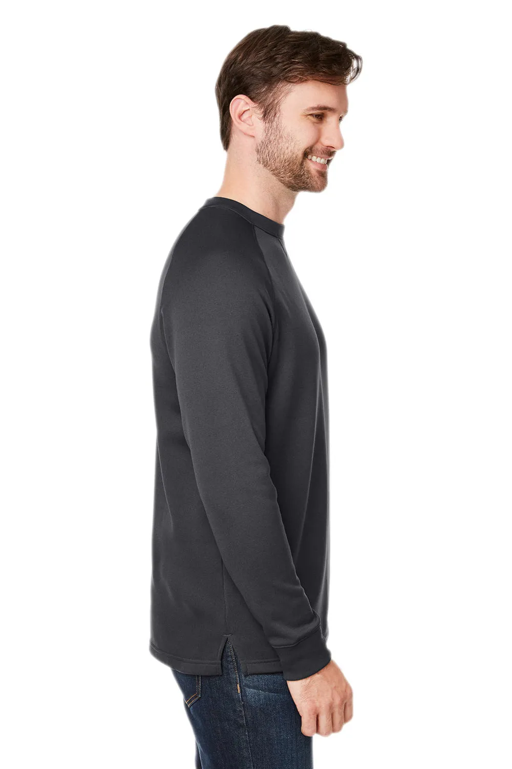 Core 365 Mens Fusion ChromaSoft Anti Static Fleece Crewneck Sweatshirt w/ Pocket - Carbon Grey - Closeout