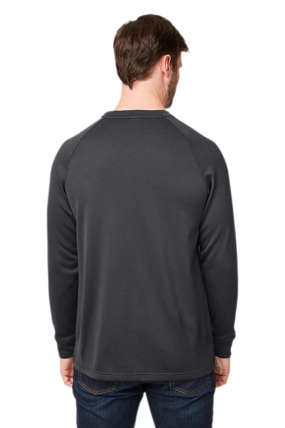 Core 365 Mens Fusion ChromaSoft Anti Static Fleece Crewneck Sweatshirt w/ Pocket - Carbon Grey - Closeout