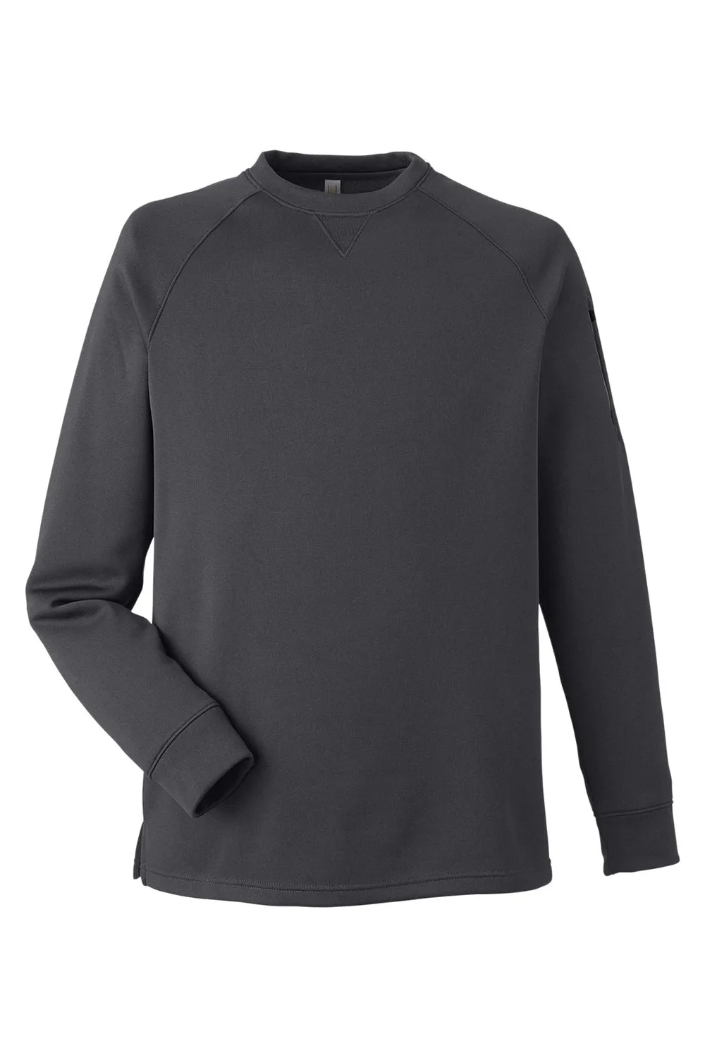 Core 365 Mens Fusion ChromaSoft Anti Static Fleece Crewneck Sweatshirt w/ Pocket - Carbon Grey - Closeout