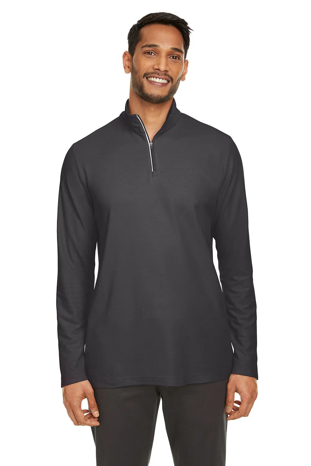Core 365 Mens Fusion ChromaSoft Performance Moisture Wicking Pique 1/4 Zip Sweatshirt - Carbon Grey
