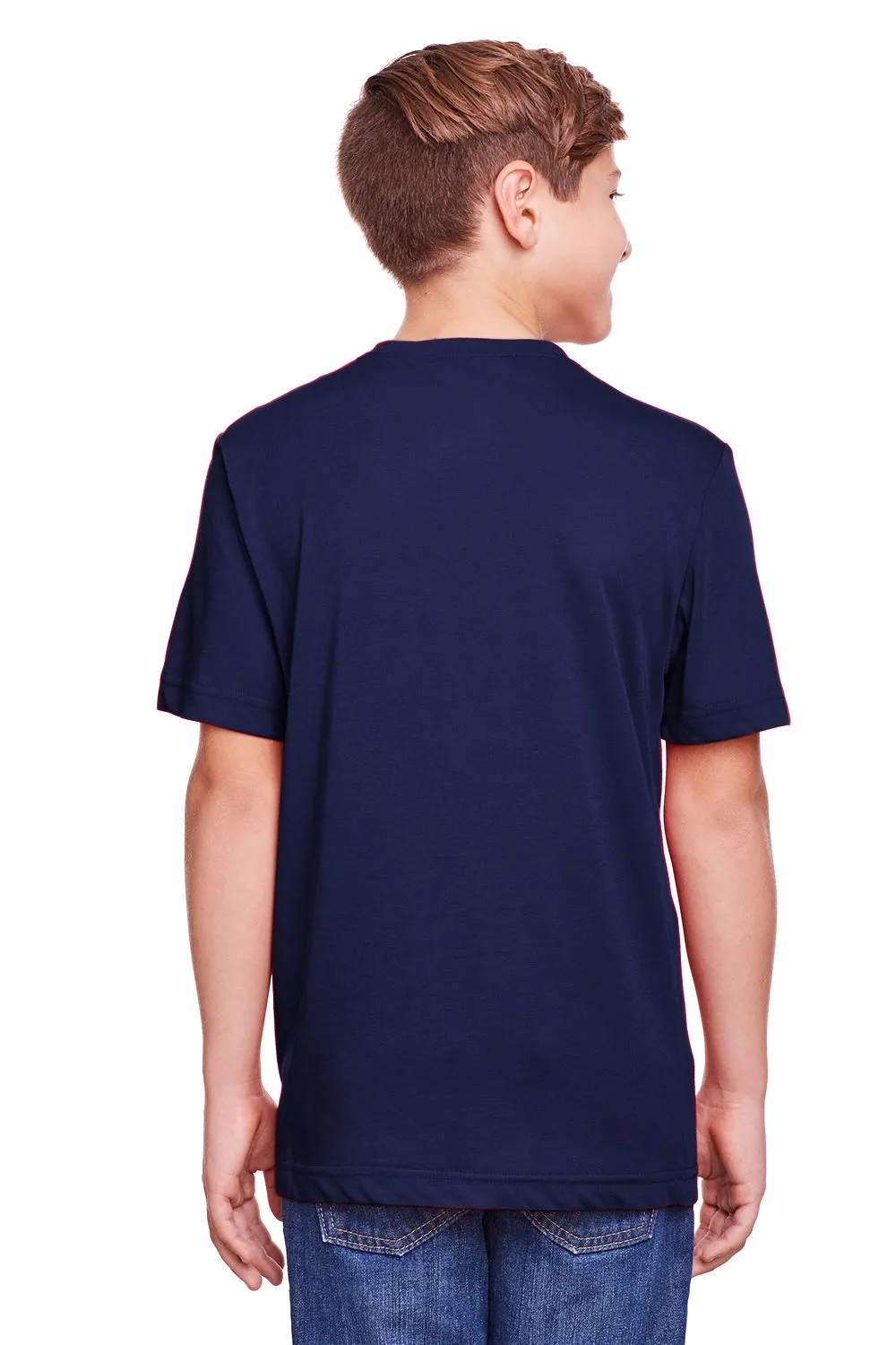 Core 365 Youth Fusion ChromaSoft Performance Moisture Wicking Short Sleeve Crewneck T-Shirt - Classic Navy Blue