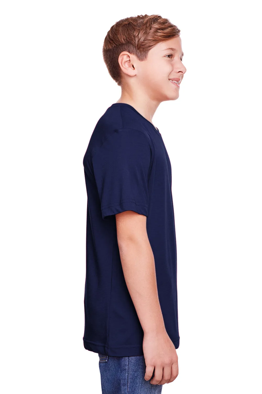 Core 365 Youth Fusion ChromaSoft Performance Moisture Wicking Short Sleeve Crewneck T-Shirt - Classic Navy Blue