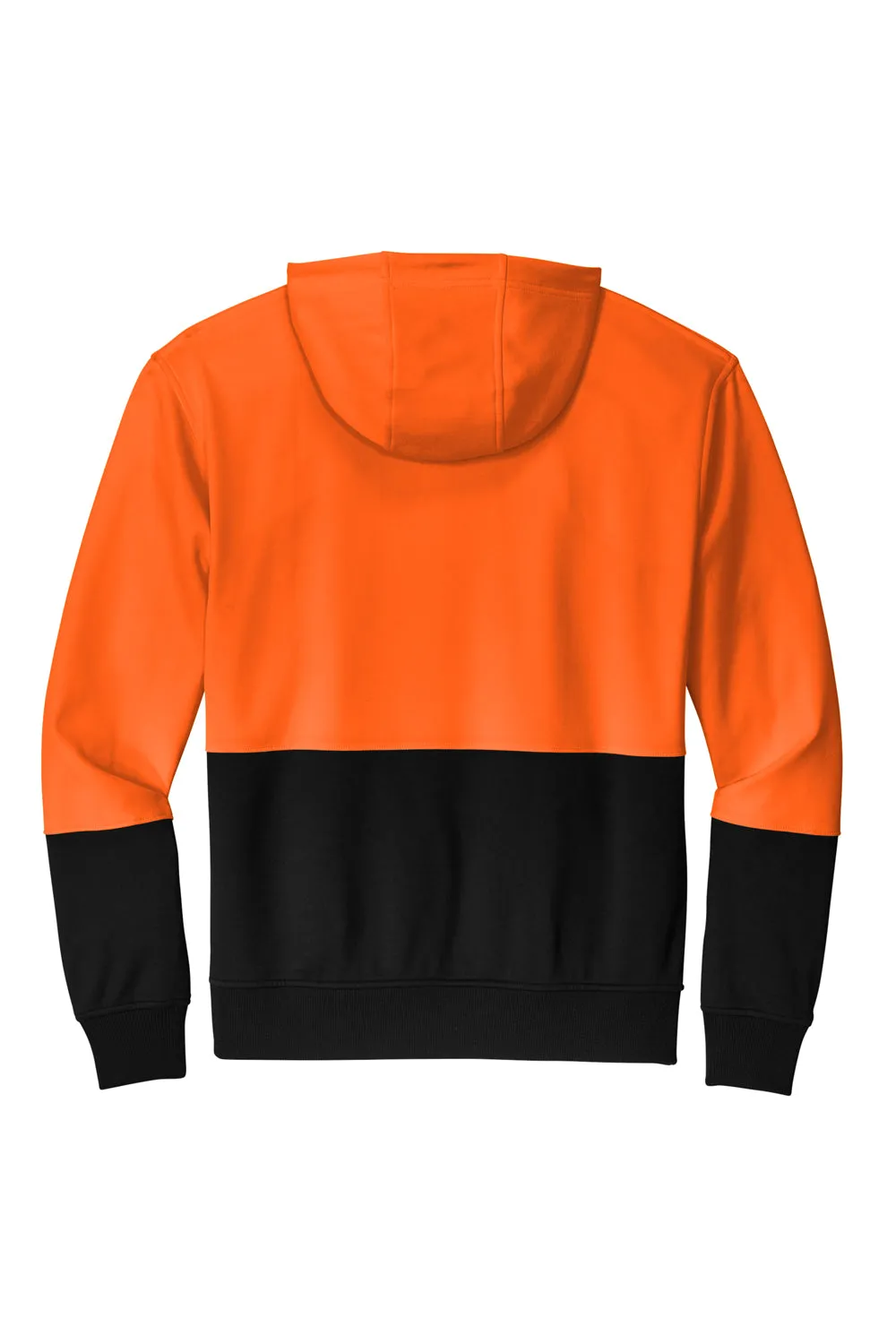 CornerStone Mens Enhanced Visibility Moisture Wicking Fleece Hooded Sweatshirt Hoodie w/ Pouch Pocket - Safety Orange