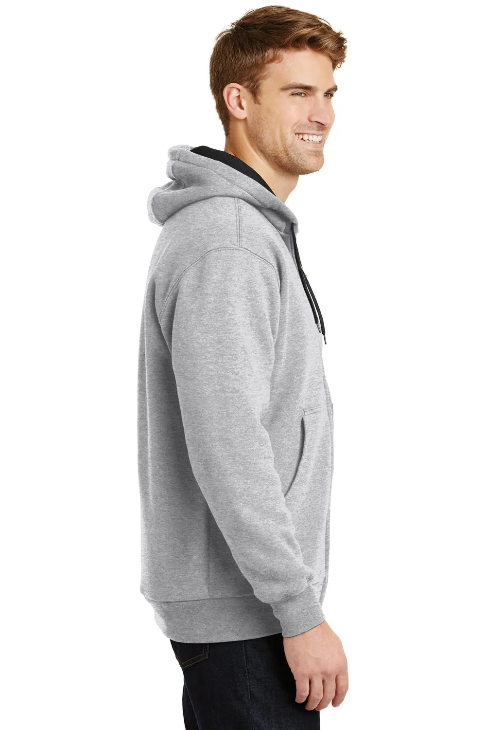 CornerStone Mens Full Zip Hooded Sweatshirt Hoodie w/ Pockets - Heather Grey