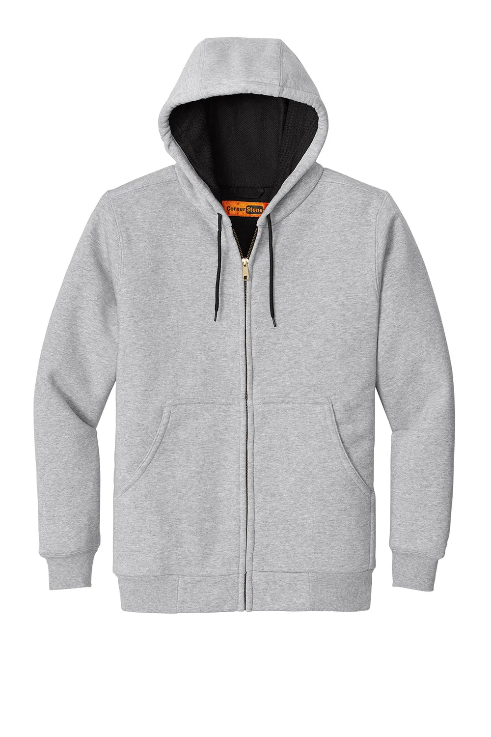 CornerStone Mens Full Zip Hooded Sweatshirt Hoodie w/ Pockets - Heather Grey