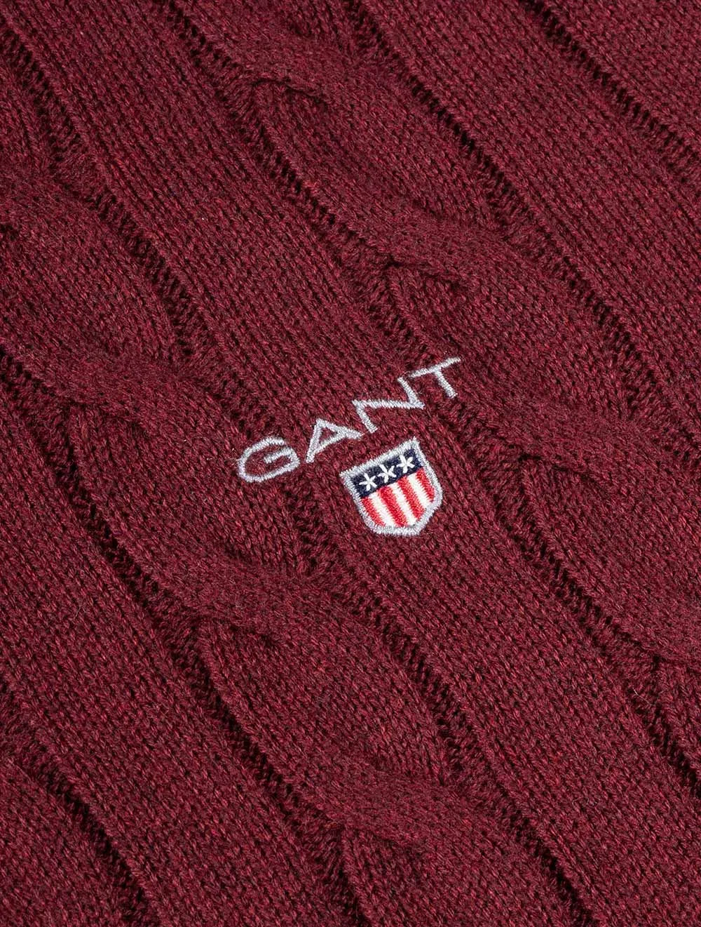 Cotton Cable Crew Neck Sweater Cabernet Red