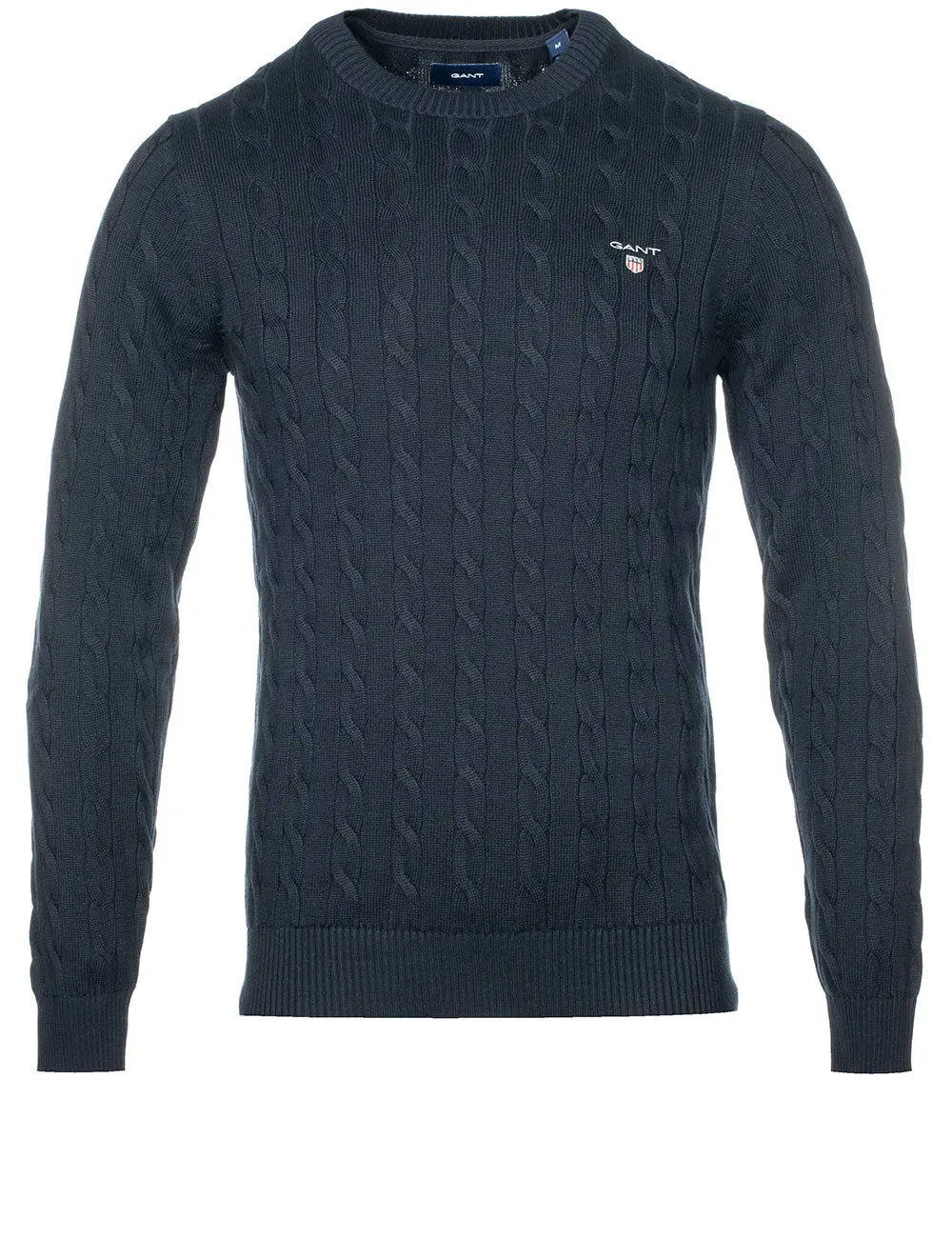 Cotton Cable Crew Neck Sweater Evening Blue
