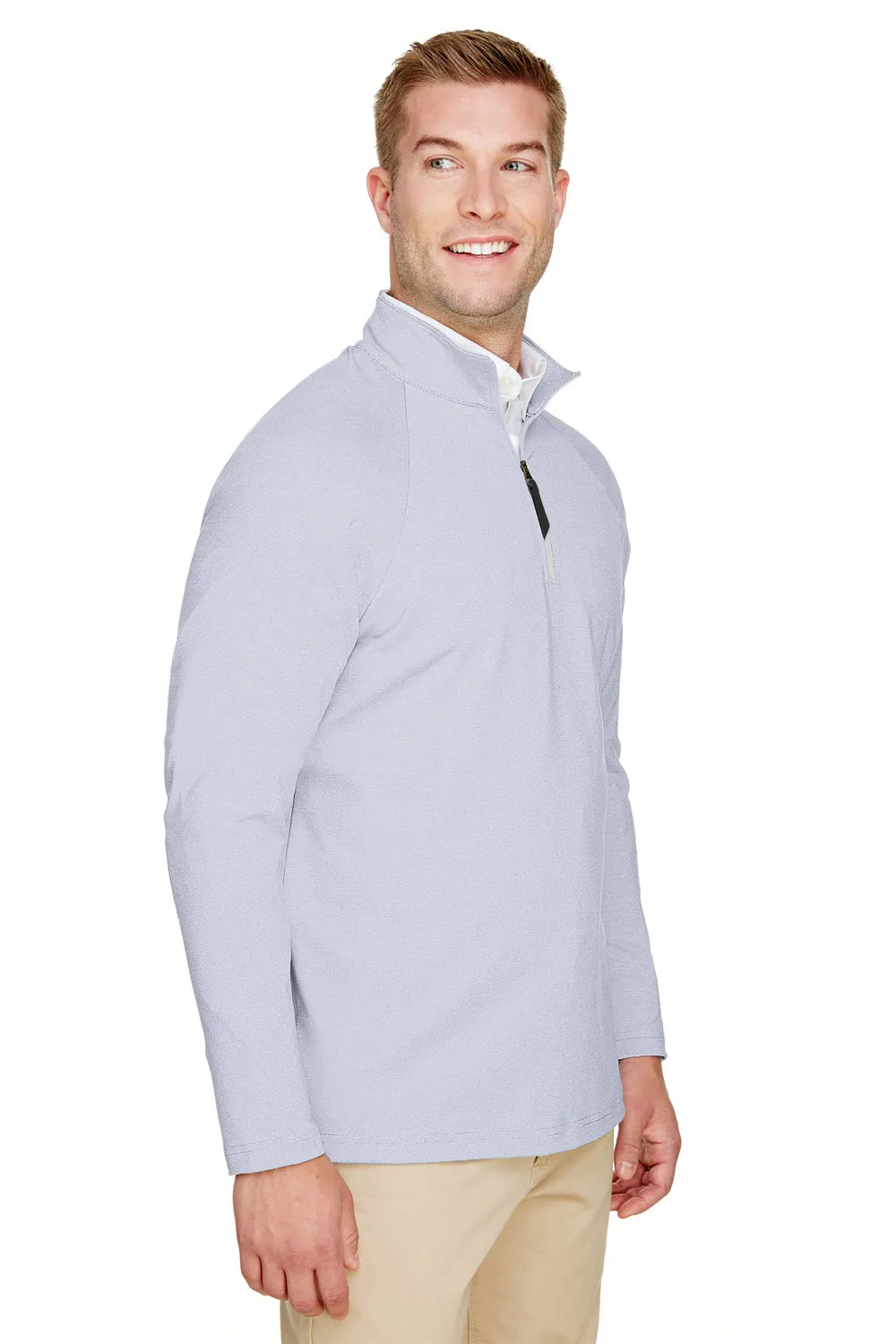 Devon & Jones Mens CrownLux Clubhouse Performance Moisture Wicking 1/4 Zip Sweatshirt - Navy Blue