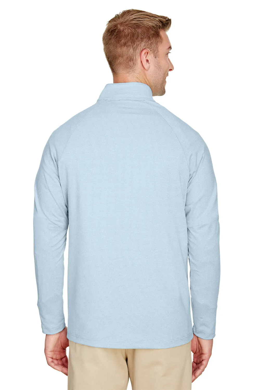 Devon & Jones Mens CrownLux Clubhouse Performance Moisture Wicking 1/4 Zip Sweatshirt - Ocean Blue