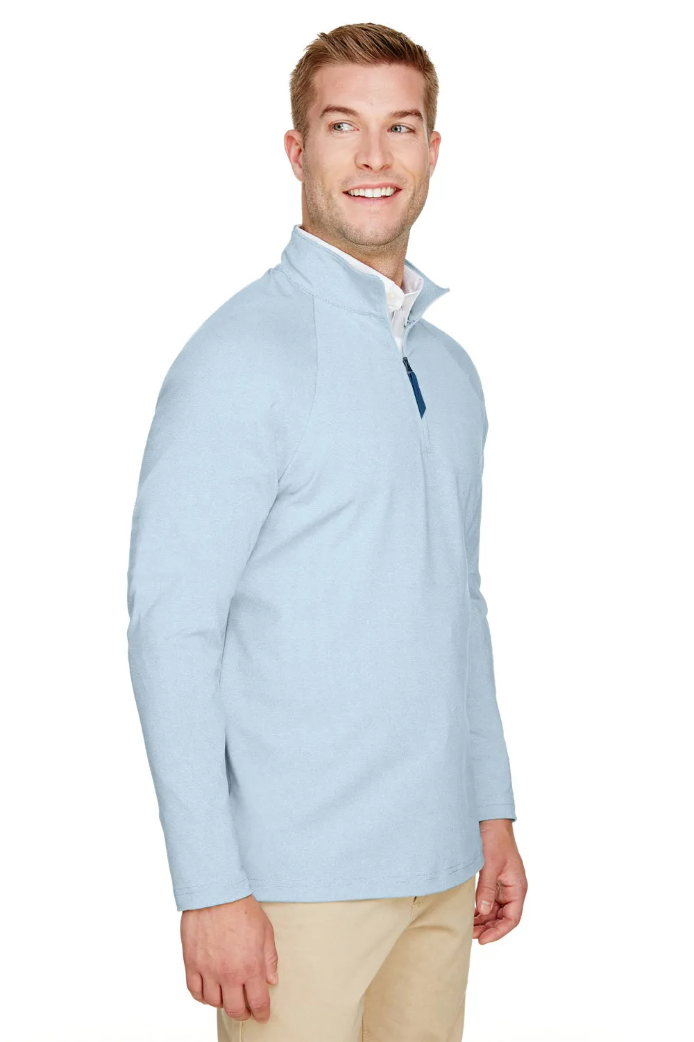 Devon & Jones Mens CrownLux Clubhouse Performance Moisture Wicking 1/4 Zip Sweatshirt - Ocean Blue